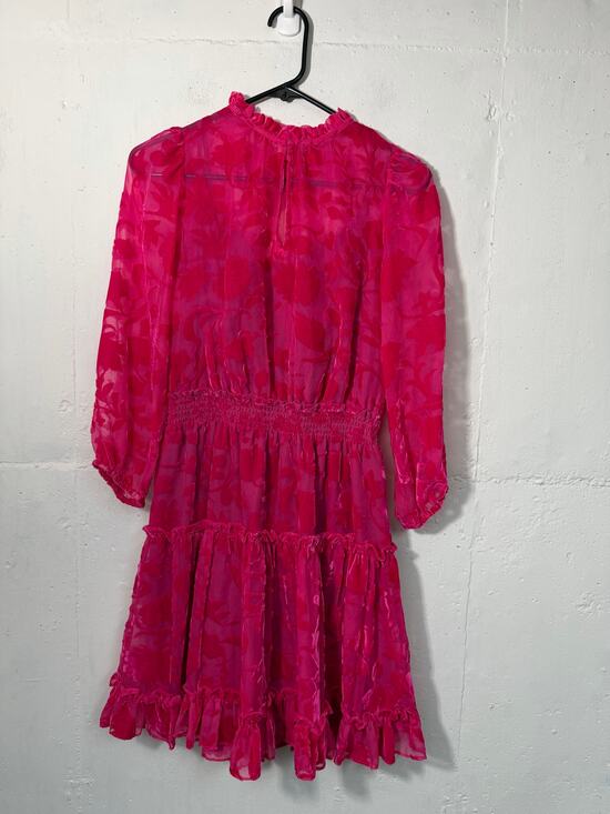 Shoshanna Dresses & Skirts - Shoshanna Arlene Tiered Velvet Burnout Mini Dress Size 4 Pink